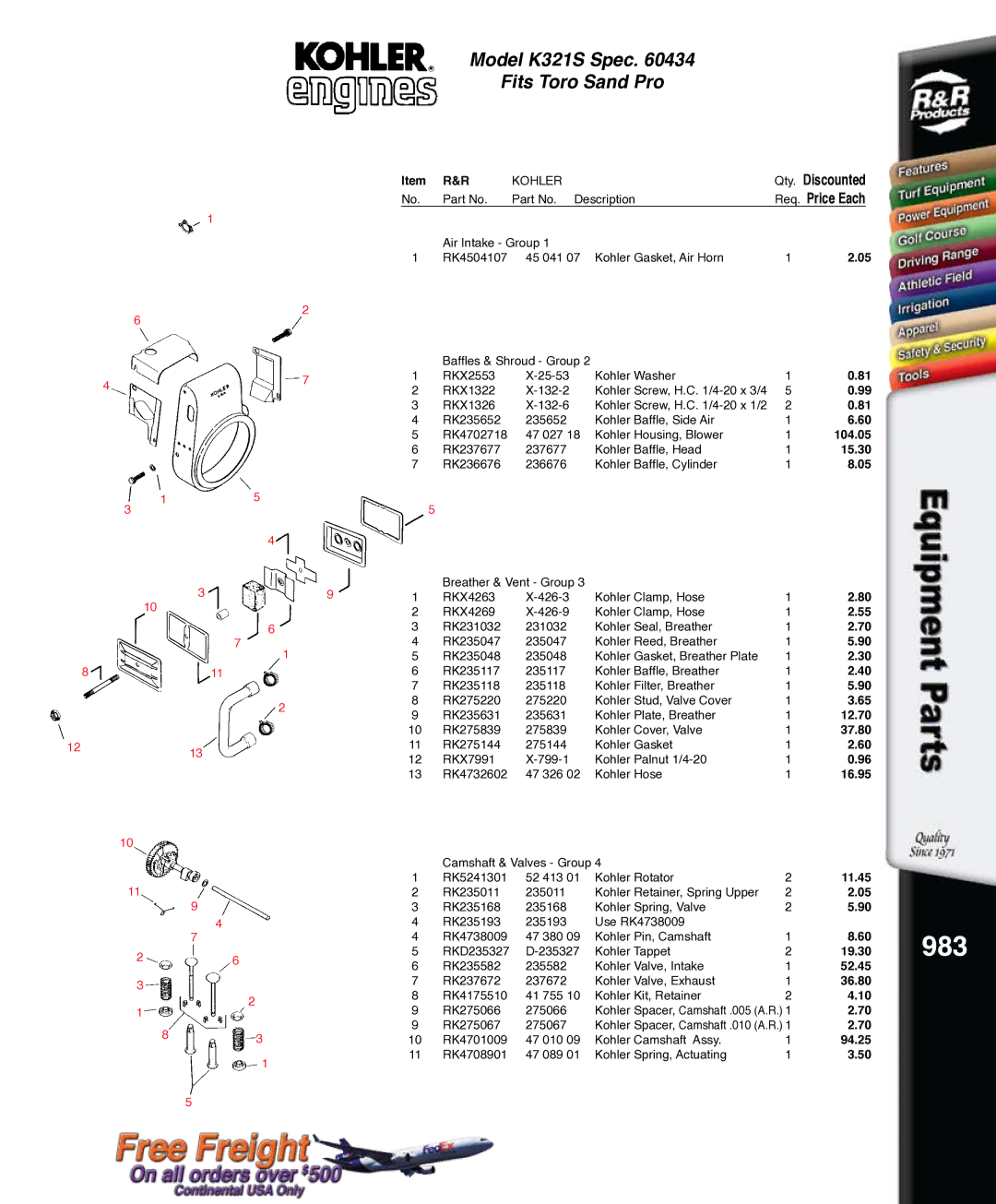 Kohler RKPX60390, K321S service manual 983, 104.05 