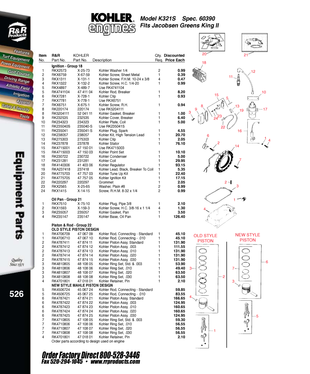 Kohler RKPX60390, K321S service manual 526 