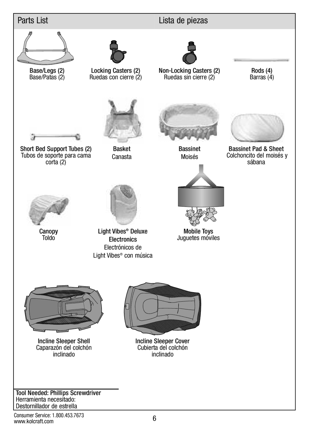 Kolcraft B034-R1 manual Parts List, Base/Legs, Base/Patas 