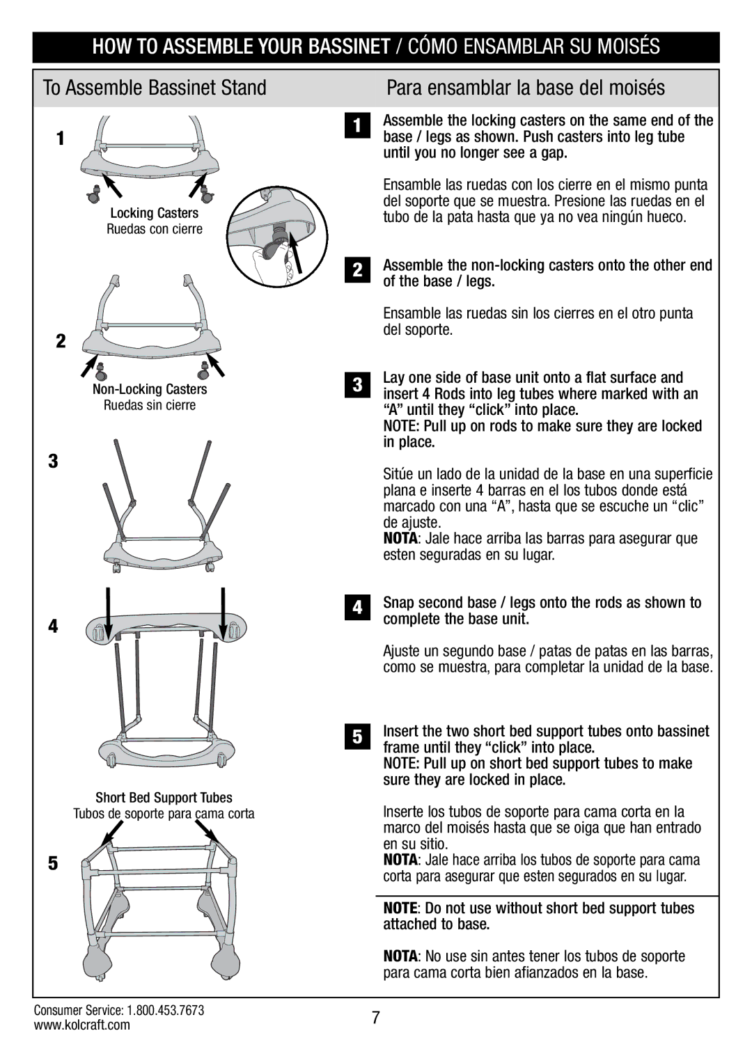 Kolcraft B034-R1 manual To Assemble Bassinet Stand, Para ensamblar la base del moisés 