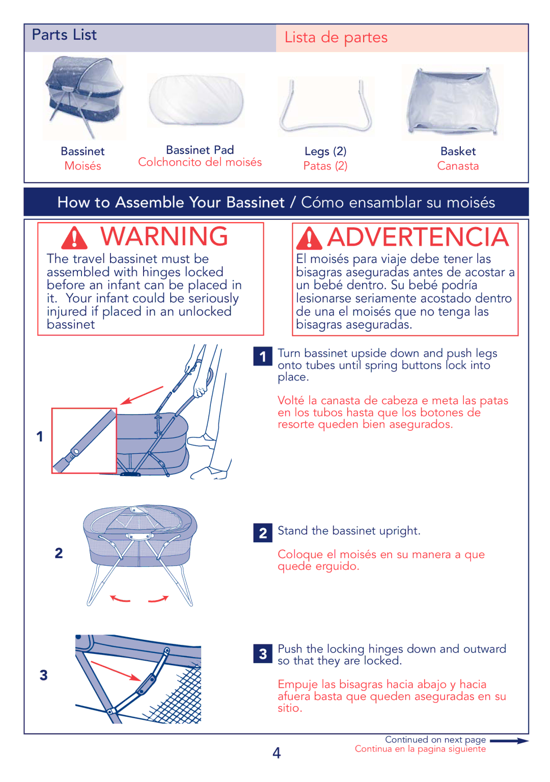 Kolcraft B14-R4 manual How to Assemble Your Bassinet / Cómo ensamblar su moisés 