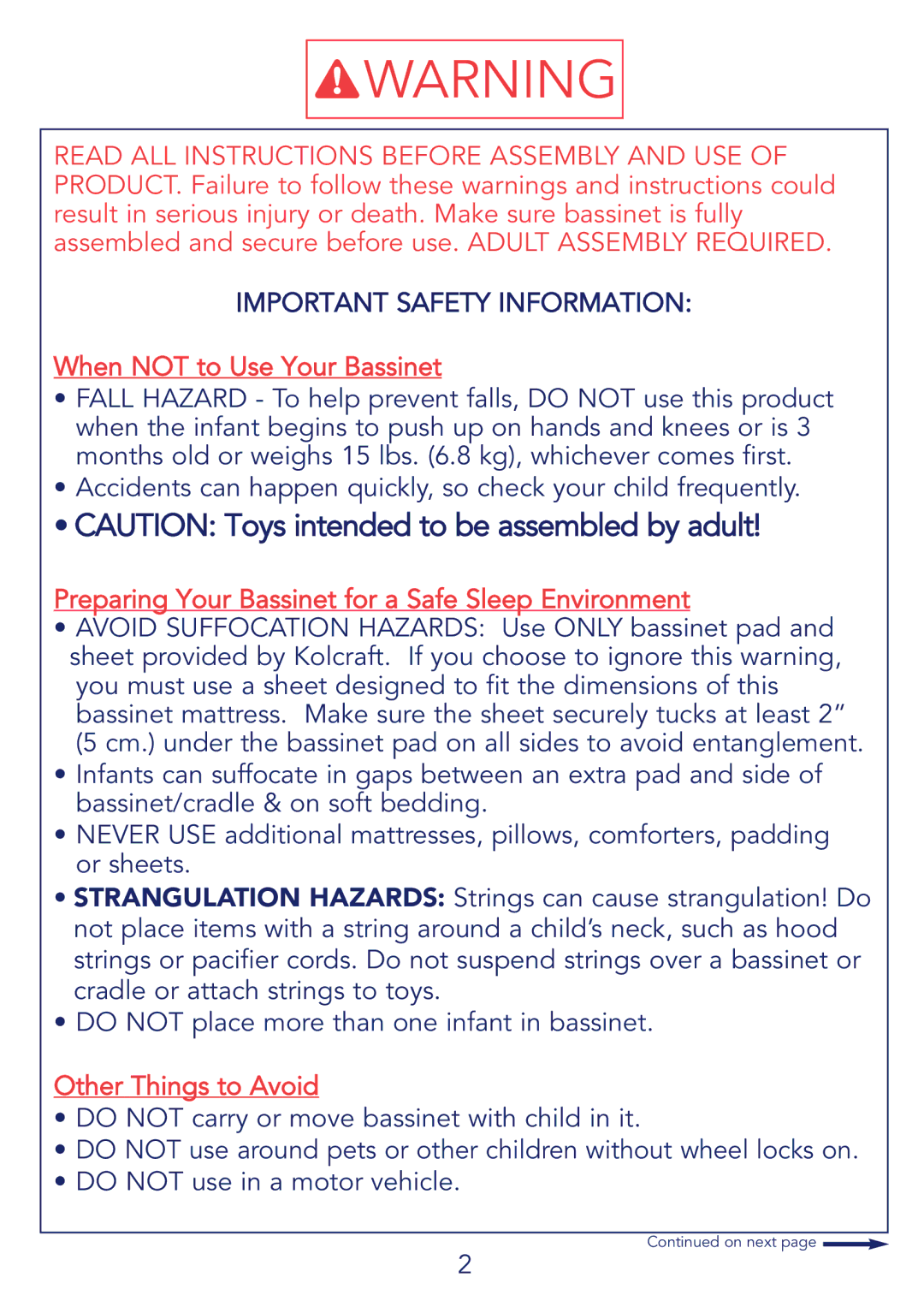 Kolcraft B26-R2 manual Important Safety Information 