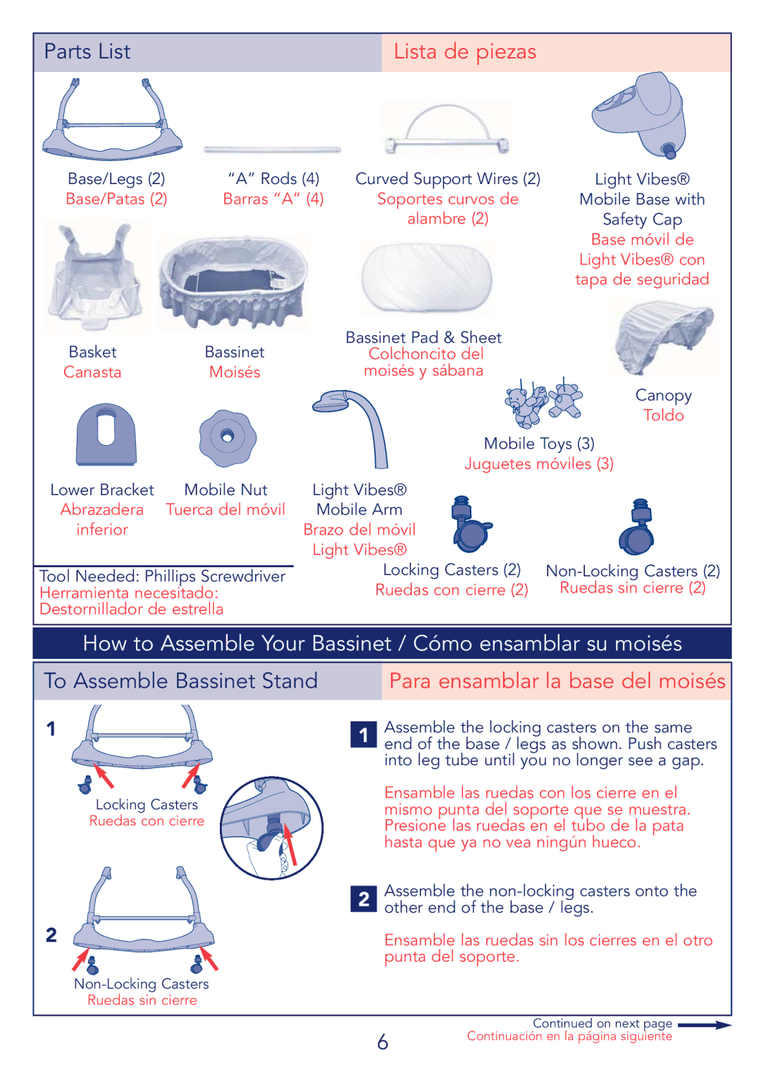 Kolcraft B26-R2 manual Lista de piezas, How to Assemble Your Bassinet / Cómo ensamblar su moisés 