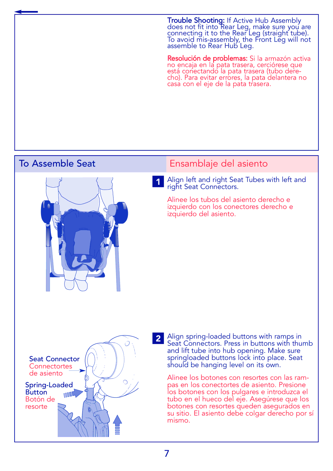 Kolcraft G03S 9/08 instruction sheet Ensamblaje del asiento 