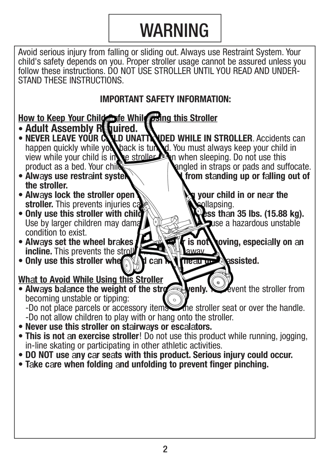 Kolcraft S083 8/10 manual Adult Assembly Required 