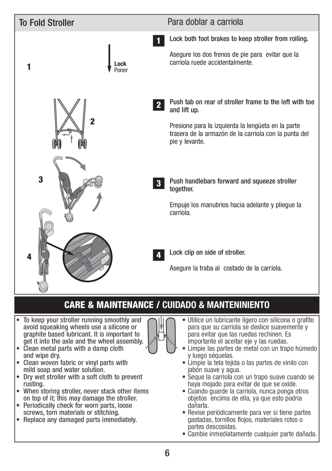 Kolcraft S083 8/10 manual To Fold Stroller, Para doblar a carriola 