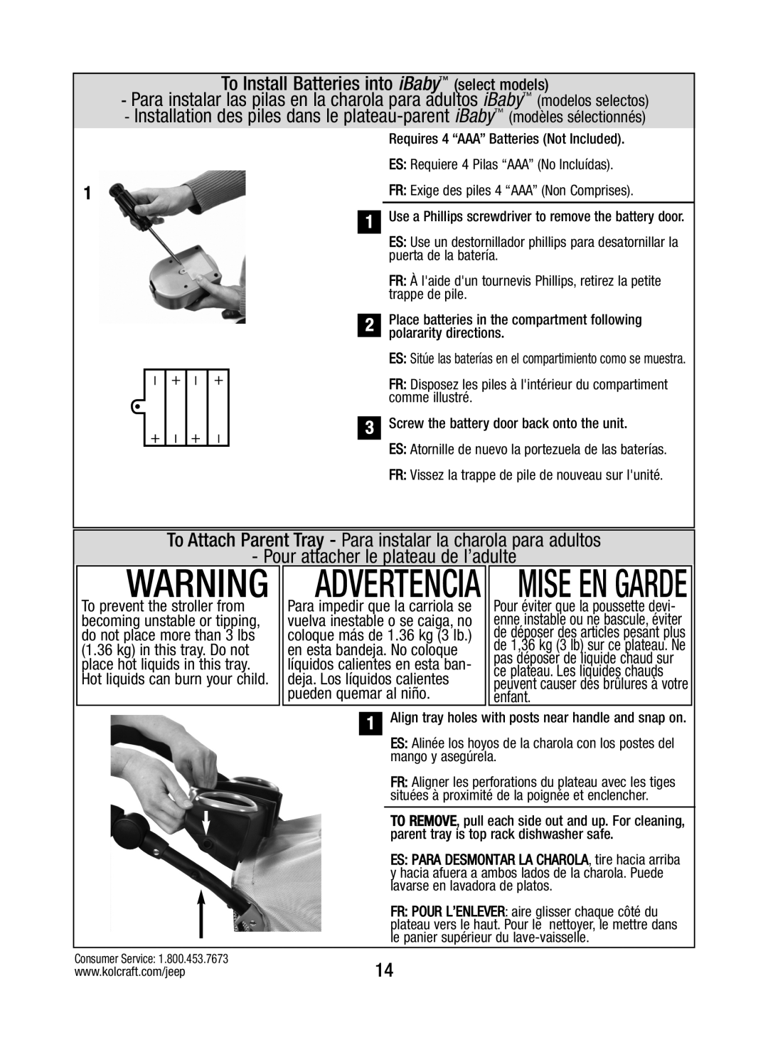 Kolcraft S088-R3 manual To Install Batteries into iBaby select models 