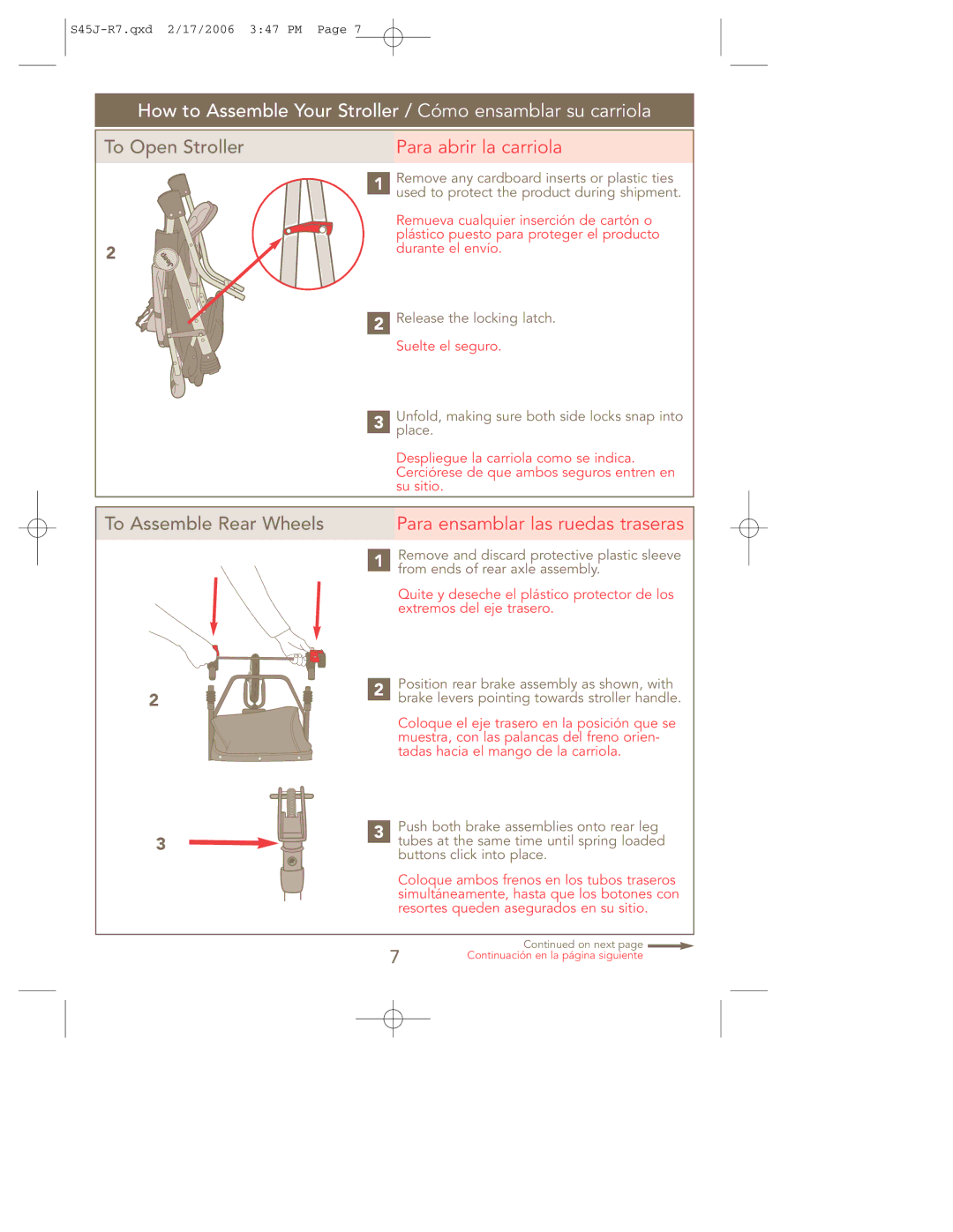 Kolcraft S45J-R7 manual How to Assemble Your Stroller / Cómo ensamblar su carriola, Para abrir la carriola 