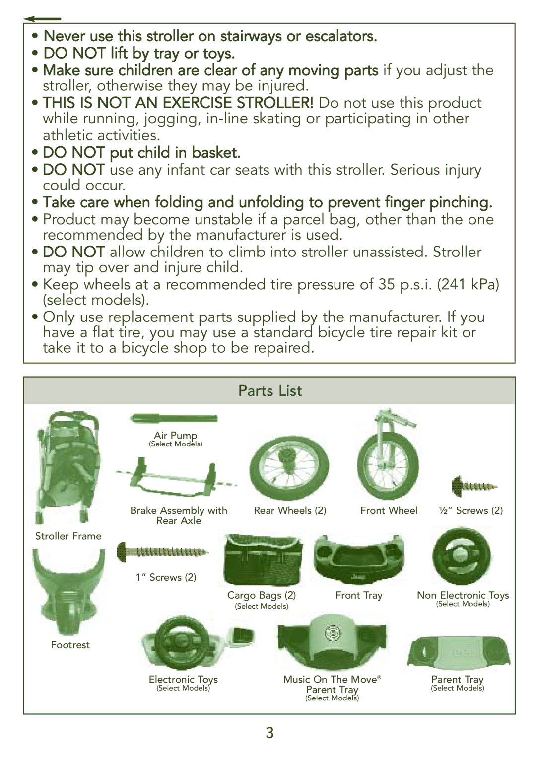 Kolcraft S45J-T instruction sheet Air Pump 