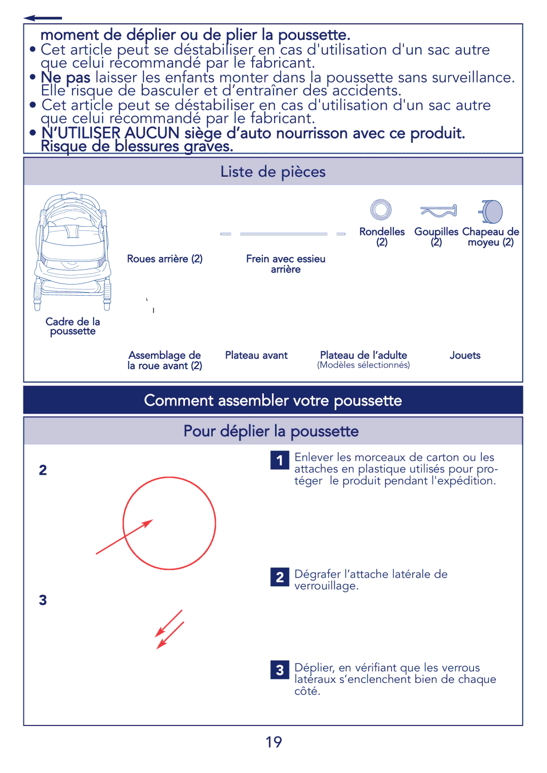 Kolcraft S51-T 11/08 manual Moment de déplier ou de plier la poussette, Liste de pièces, Comment assembler votre poussette 