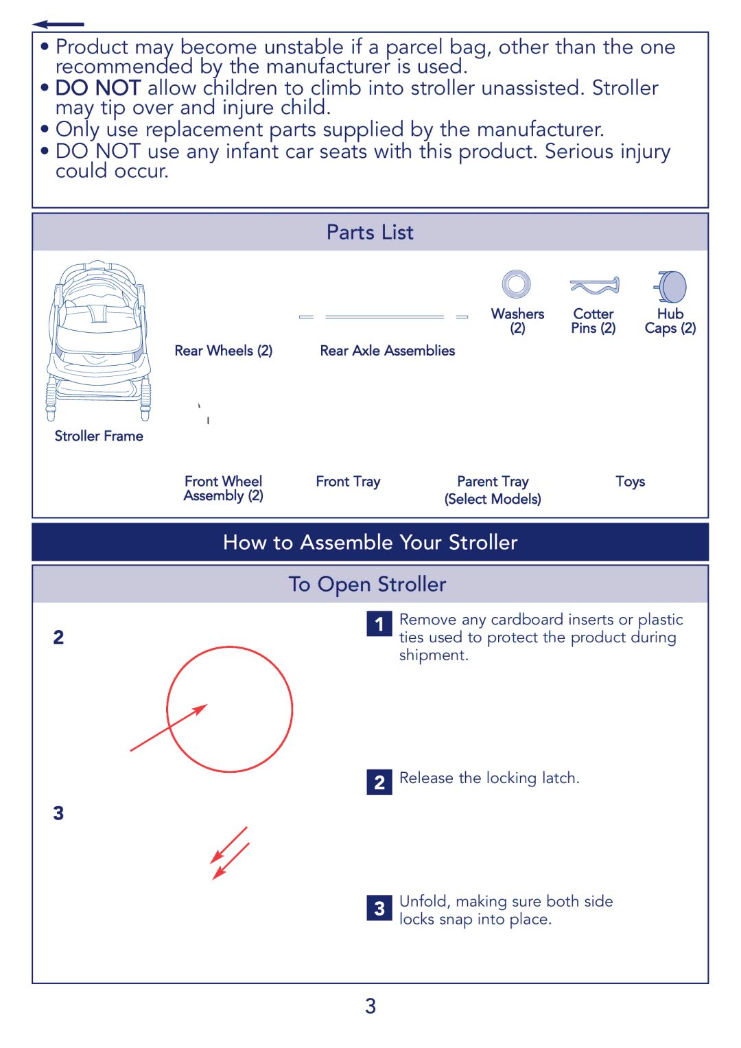 Kolcraft S51-T 11/08 manual How to Assemble Your Stroller, To Open Stroller 