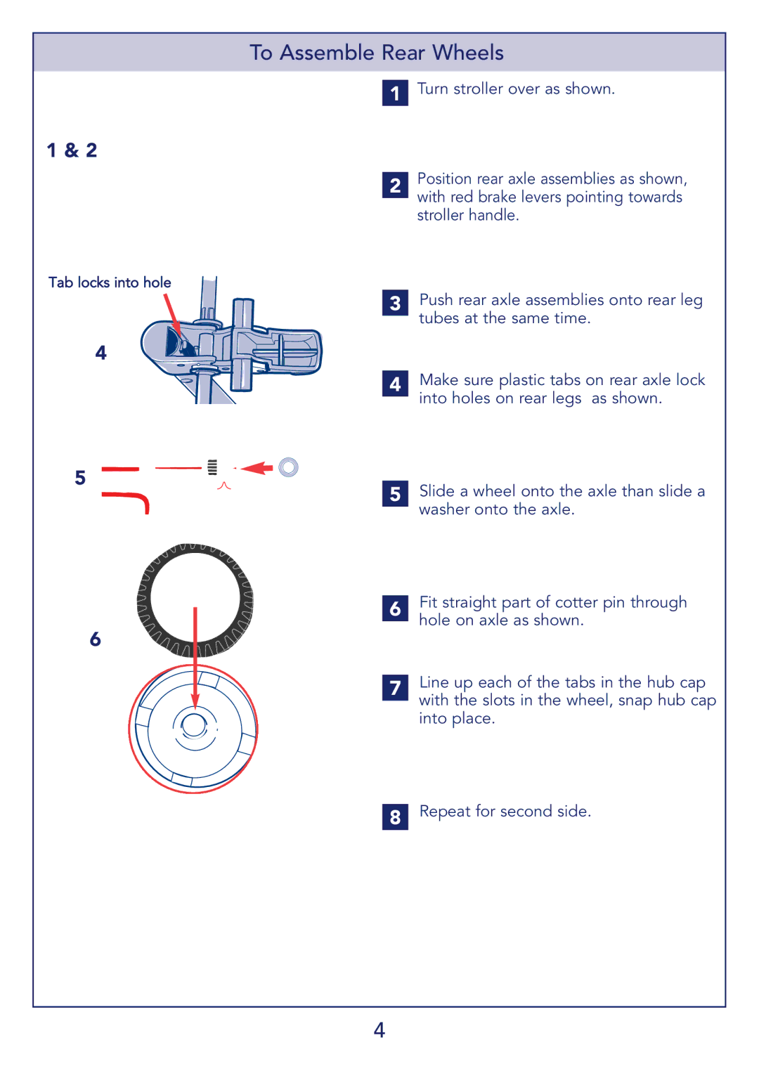 Kolcraft S51-T 11/08 manual To Assemble Rear Wheels 