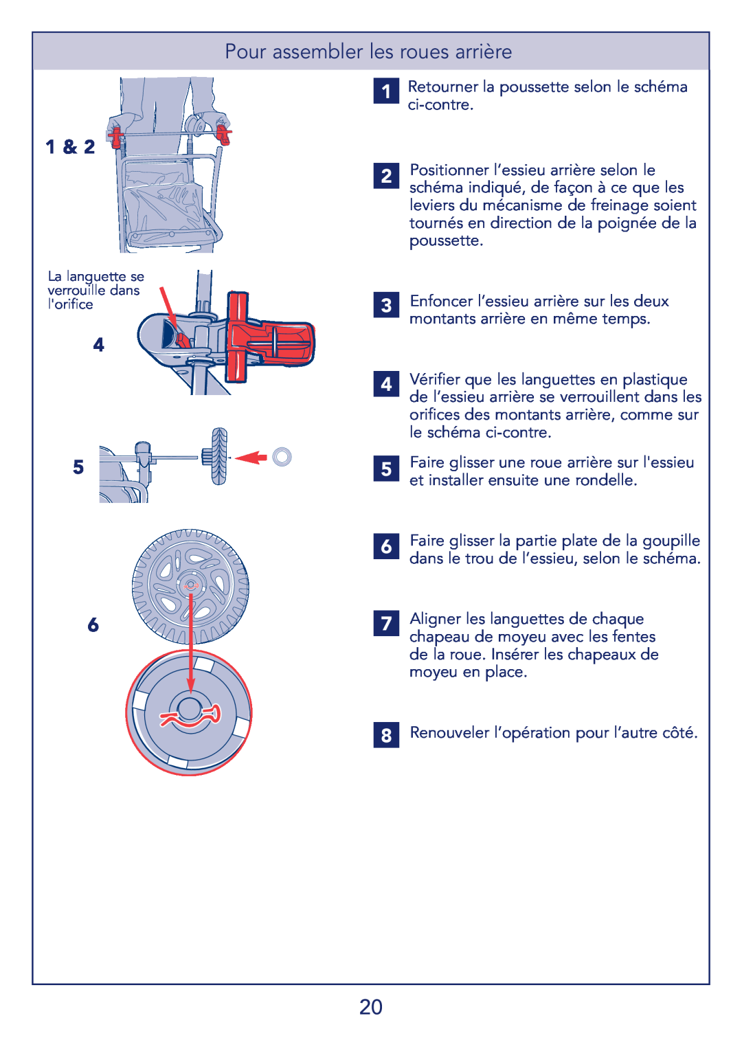 Kolcraft S51-T 11/08 manual Pour assembler les roues arrière 