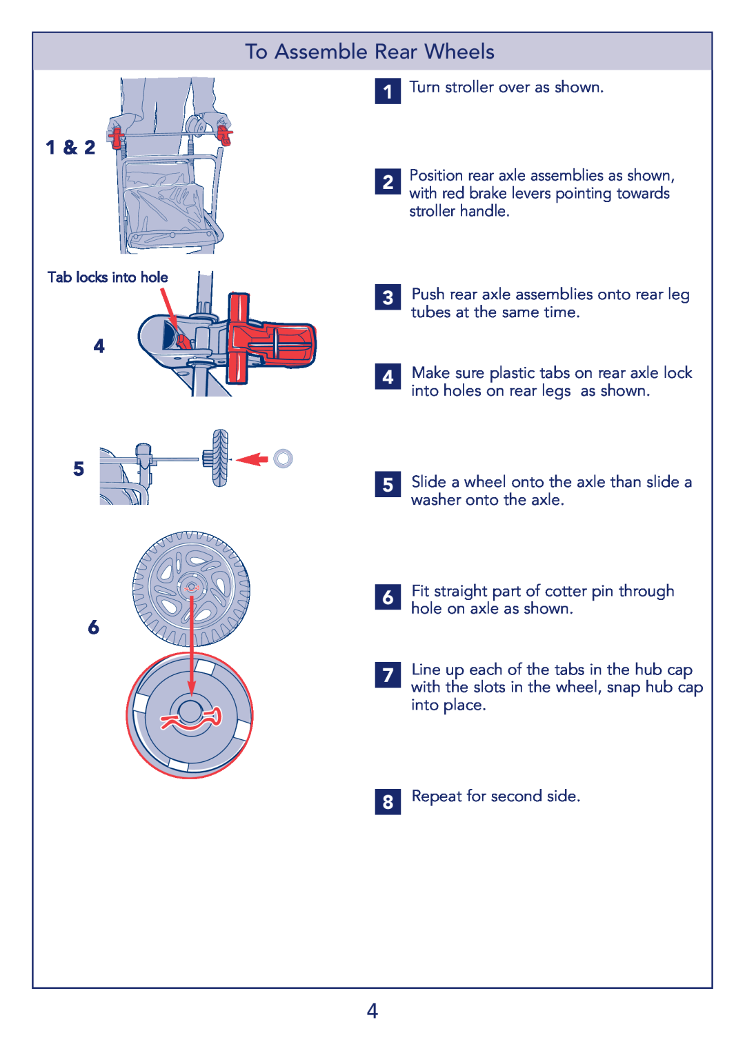 Kolcraft S51-T 11/08 manual To Assemble Rear Wheels 