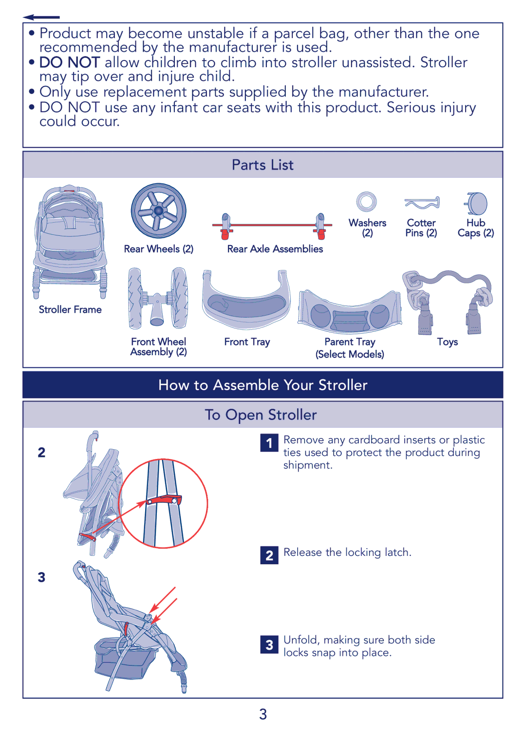 Kolcraft S51-T manual How to Assemble Your Stroller, To Open Stroller 