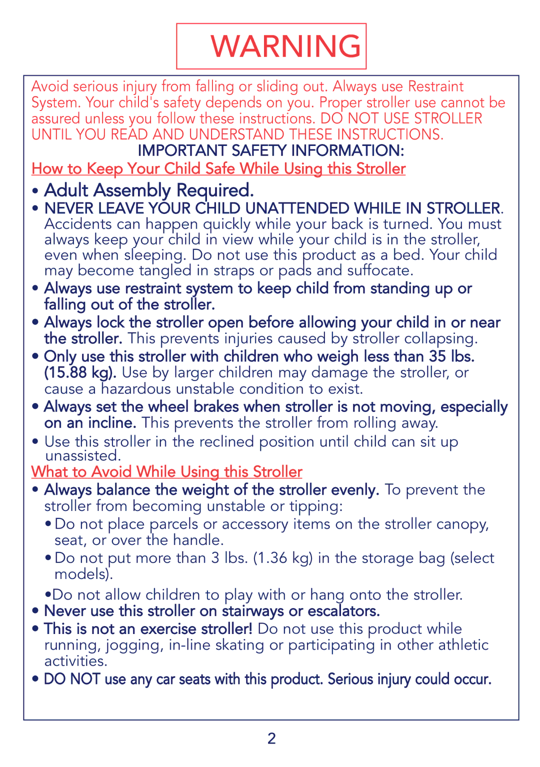 Kolcraft S64-R2 instruction sheet Adult Assembly Required 