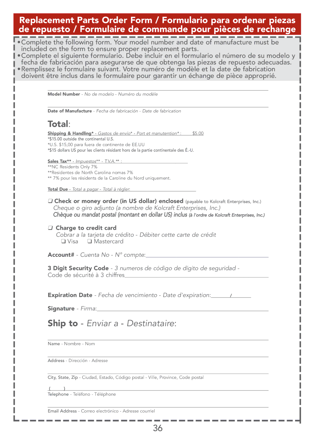 Kolcraft S67-T 4/07 instruction sheet Total 