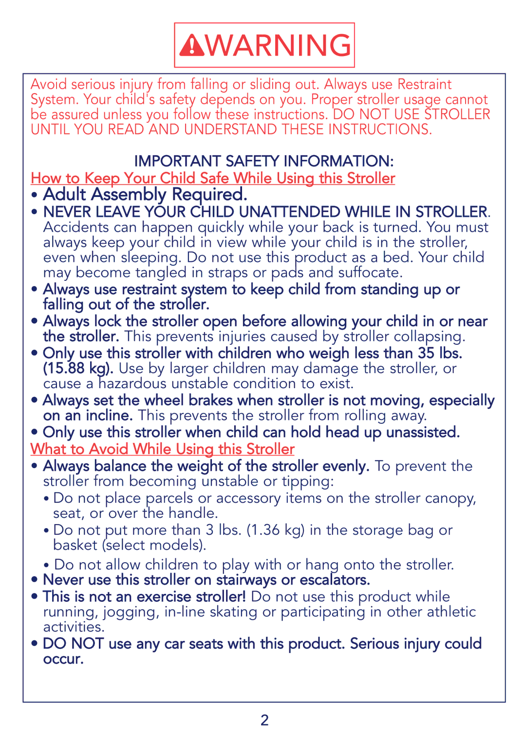 Kolcraft S69-R1 5/08 instruction sheet Adult Assembly Required 