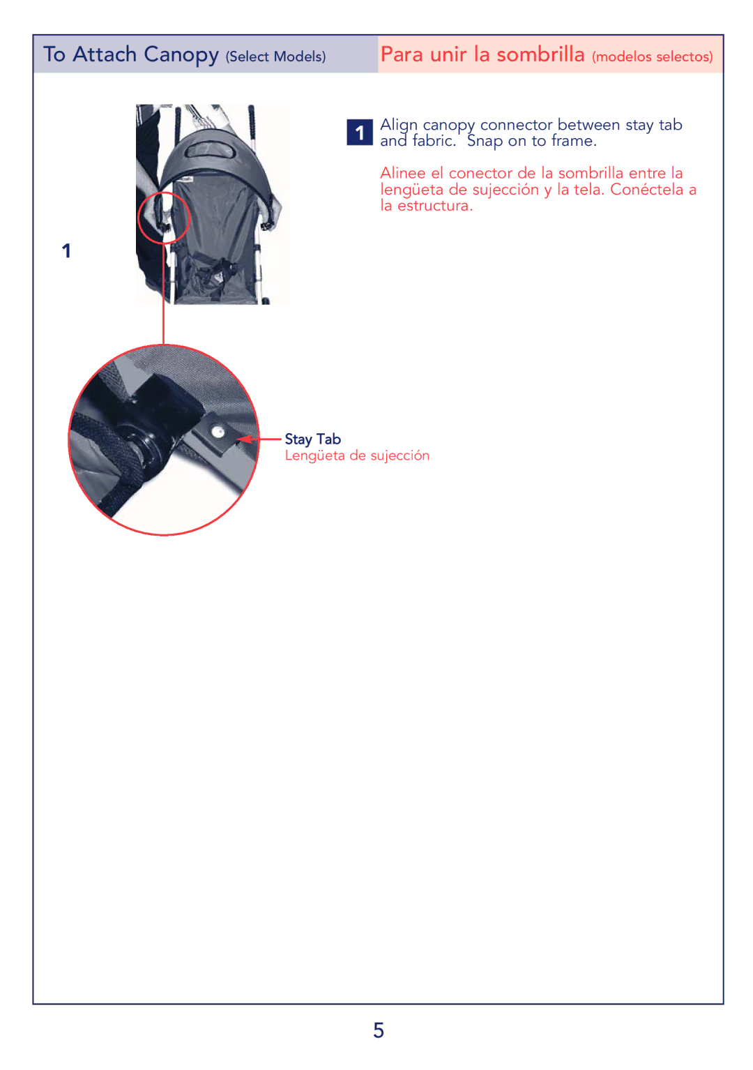 Kolcraft S69-R1 5/08 instruction sheet Para unir la sombrilla modelos selectos 