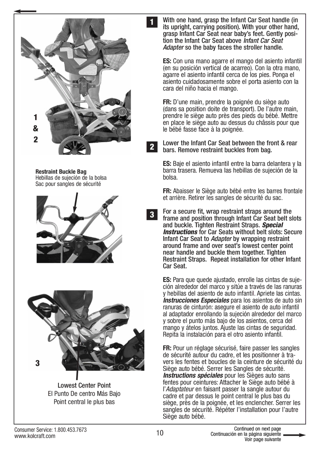 Kolcraft S75-T-R1 11/10 instruction sheet Restraint Buckle Bag 