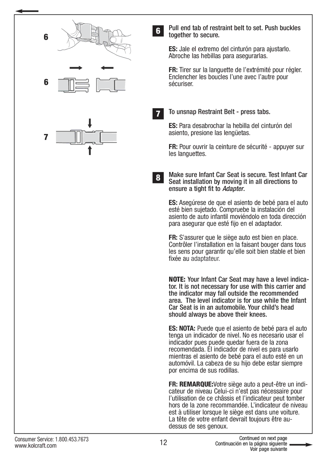 Kolcraft S75-T-R1 11/10 instruction sheet Consumer Service 