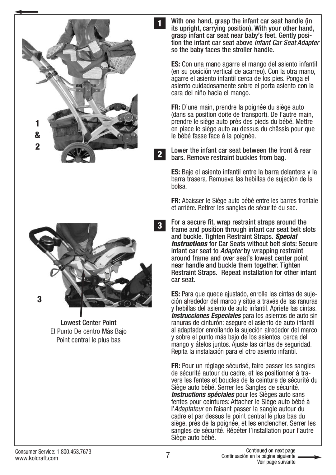 Kolcraft S75-T-R2 instruction sheet On next 