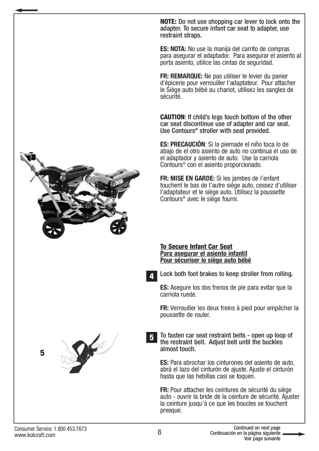 Kolcraft S75-T-R2 instruction sheet To Secure Infant Car Seat 