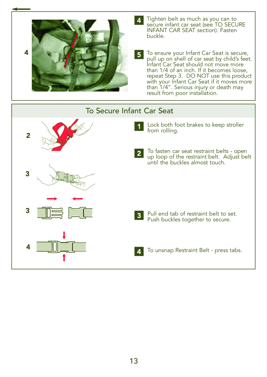 Kolcraft S77-T-R3 instruction sheet To Secure Infant Car Seat 