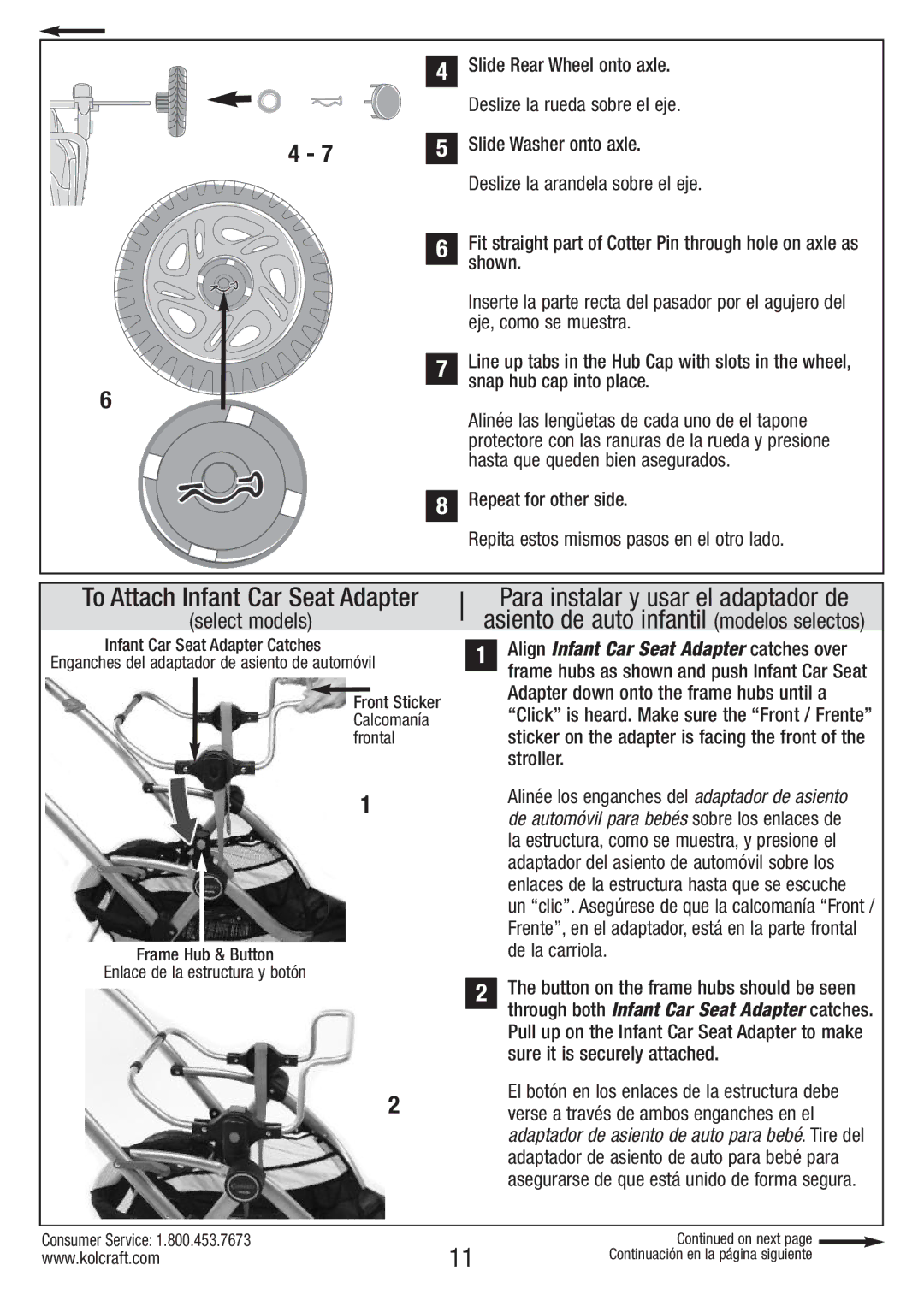 Kolcraft S82-R2 instruction sheet To Attach Infant Car Seat Adapter, Select models 