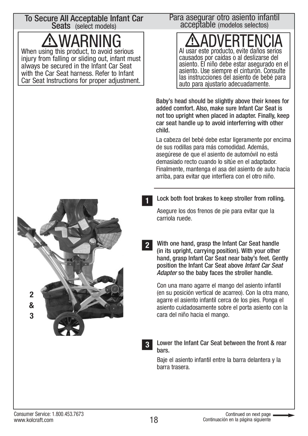 Kolcraft S82-R2 To Secure All Acceptable Infant Car, Para asegurar otro asiento infantil, Seats select models 