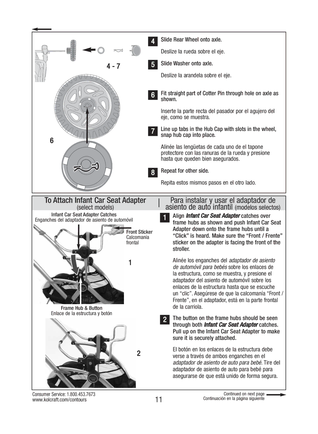 Kolcraft S82-R3 instruction sheet To Attach Infant Car Seat Adapter, Select models 