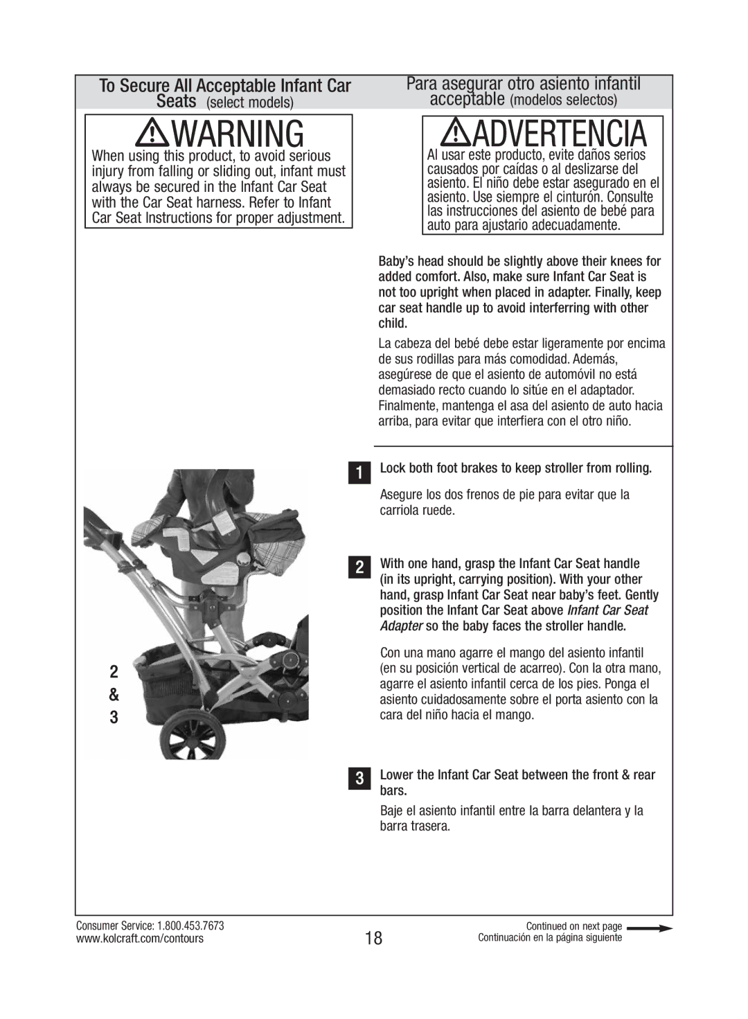 Kolcraft S82-R3 To Secure All Acceptable Infant Car, Para asegurar otro asiento infantil, Seats select models 