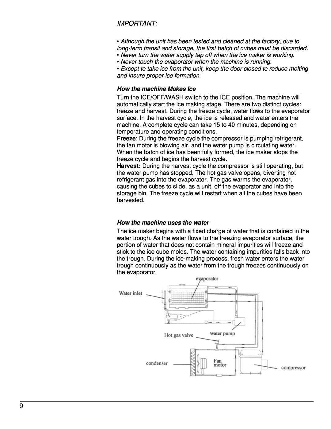 KoldFront KIM450S owner manual Never turn the water supply tap off when the ice maker is working, How the machine Makes Ice 
