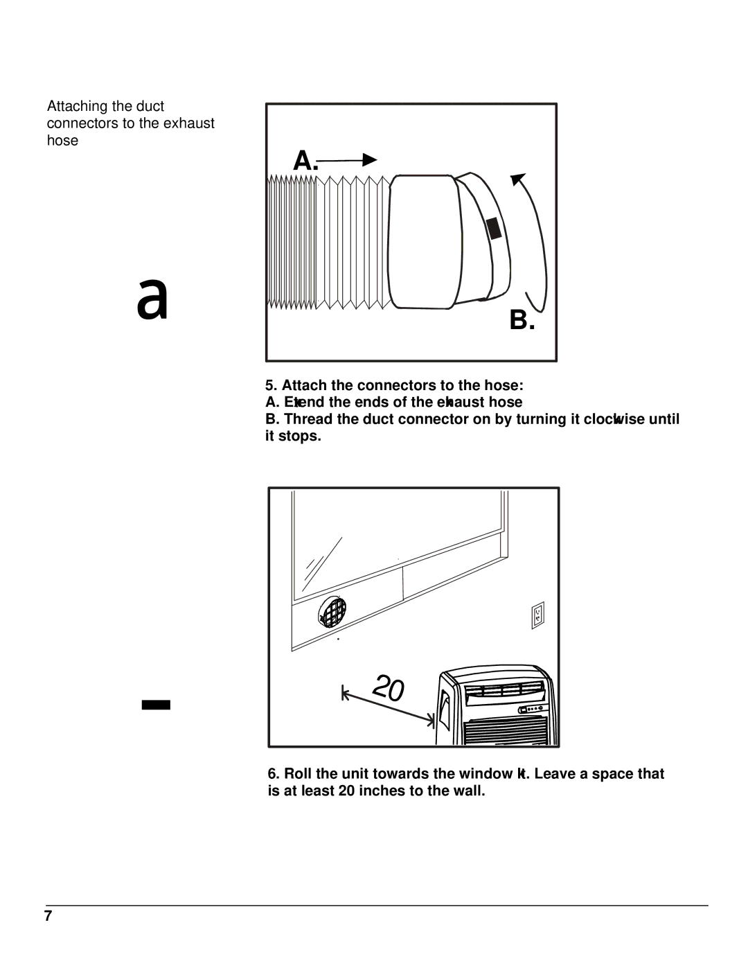 KoldFront PAC8000S owner manual Attaching the duct connectors to the exhaust hose 