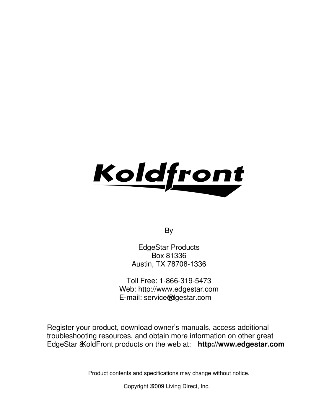 KoldFront PAC8000S owner manual 