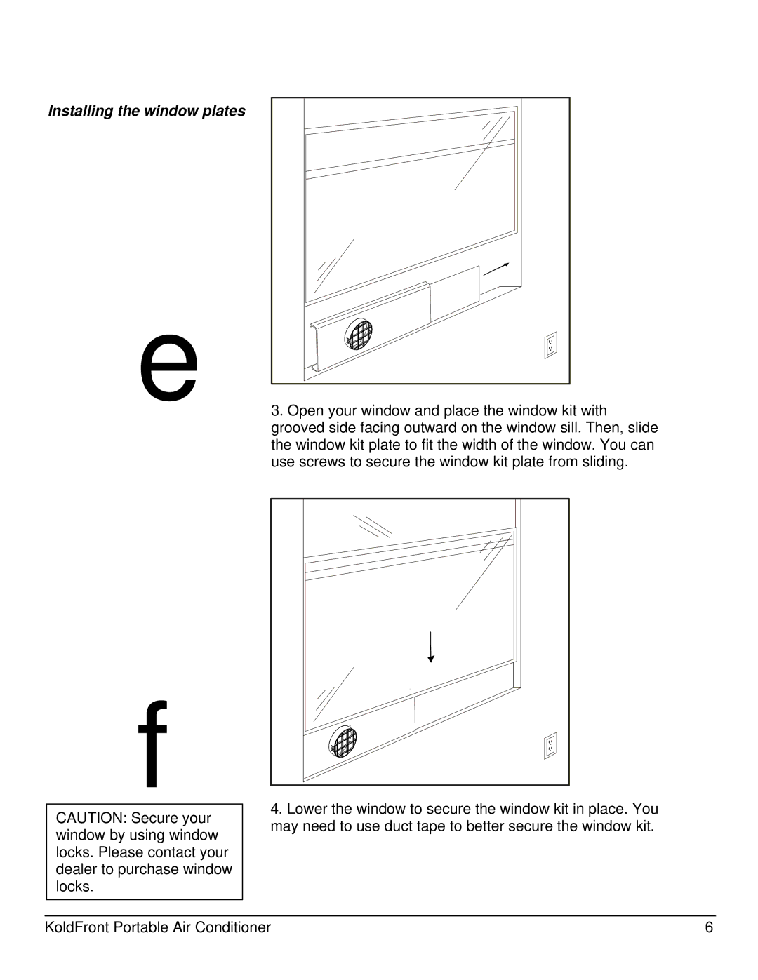KoldFront PAC8000S owner manual Installing the window plates 