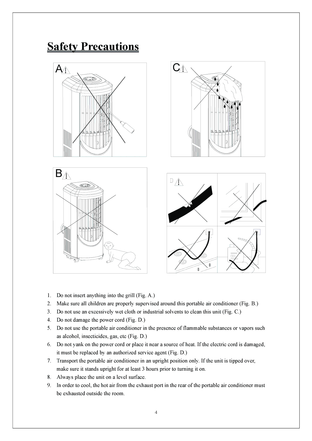 KoldFront PAC9000 manual Safety Precautions 