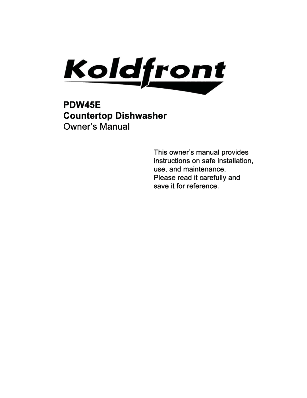 KoldFront PDW45E manual 