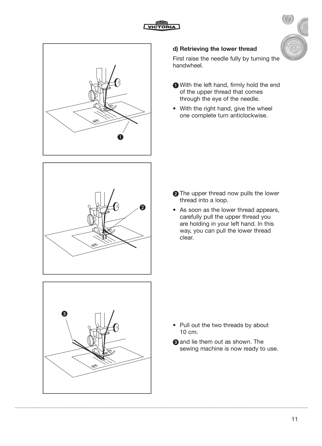 Kompernass E-2073 manual Retrieving the lower thread 