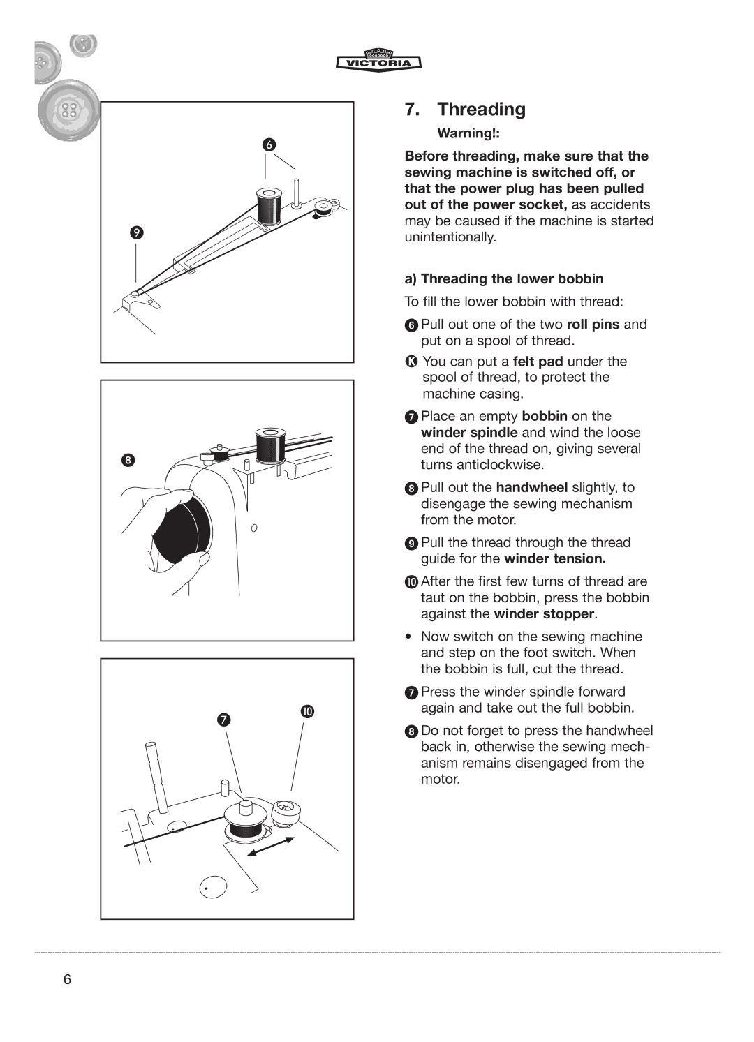 Kompernass E-2073 manual Threading 