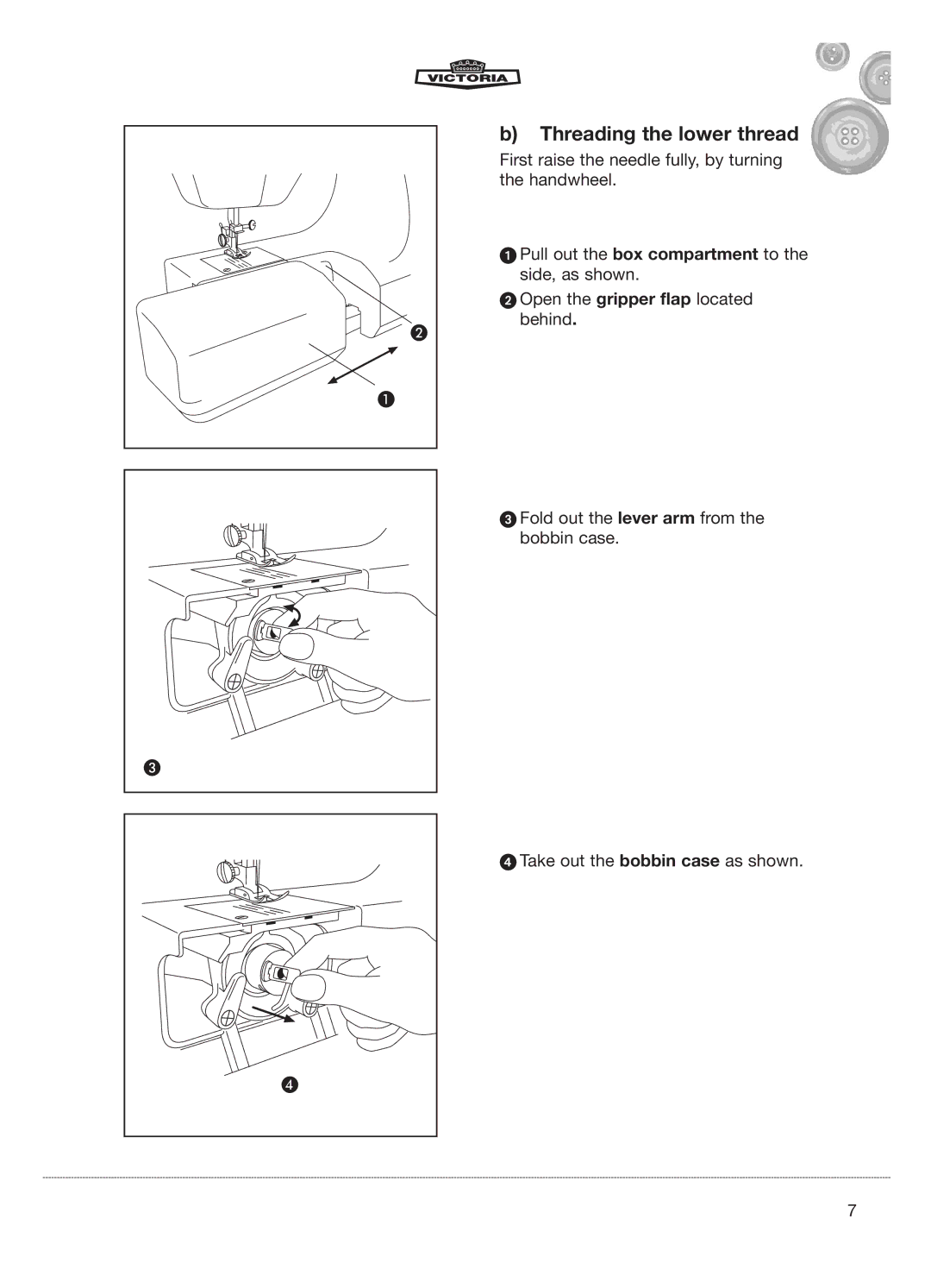 Kompernass E-2073 manual Threading the lower thread 