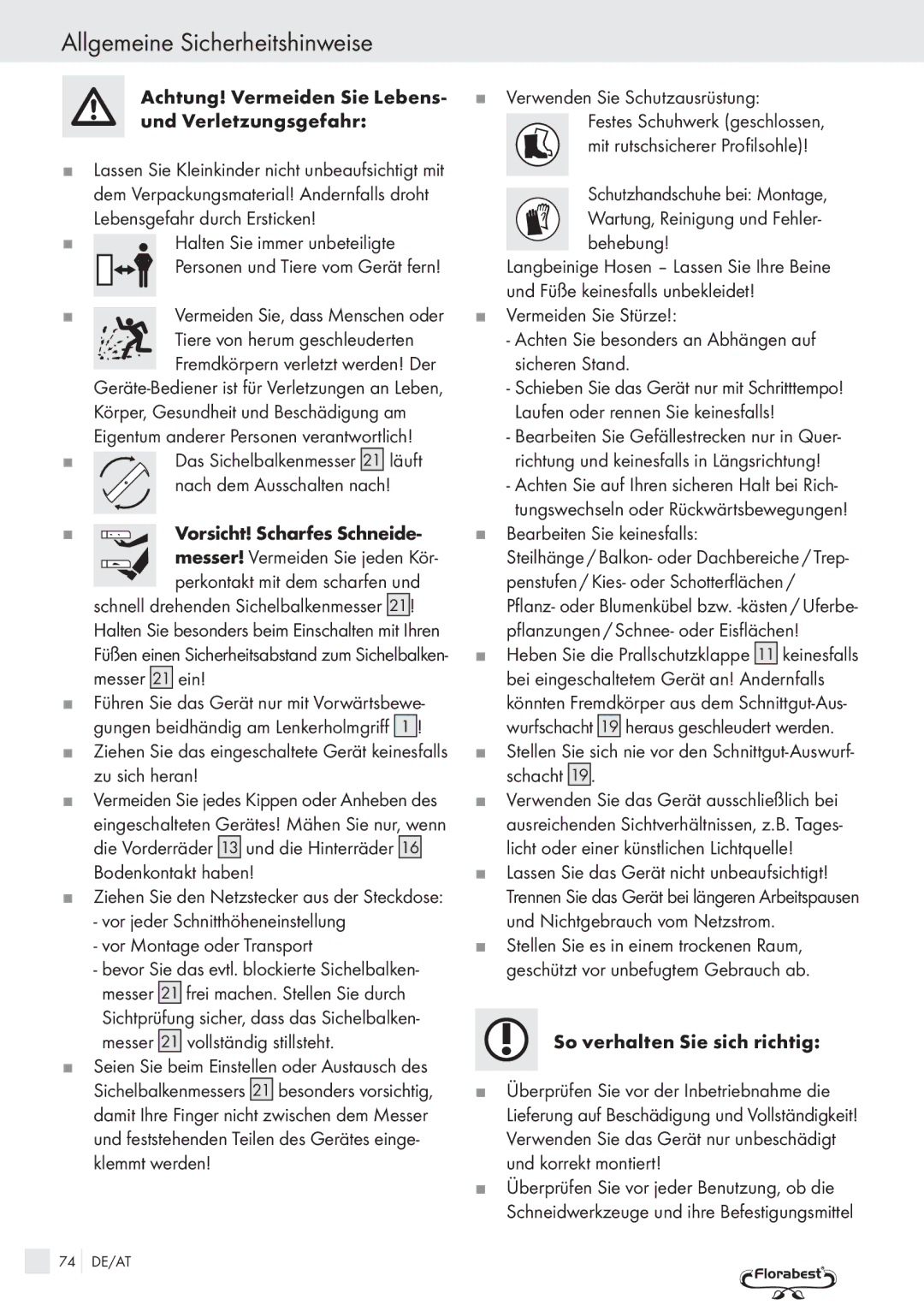 Kompernass FSM R1 manual Achtung! Vermeiden Sie Lebens- und Verletzungsgefahr, Vorsicht! Scharfes Schneide, Ein 