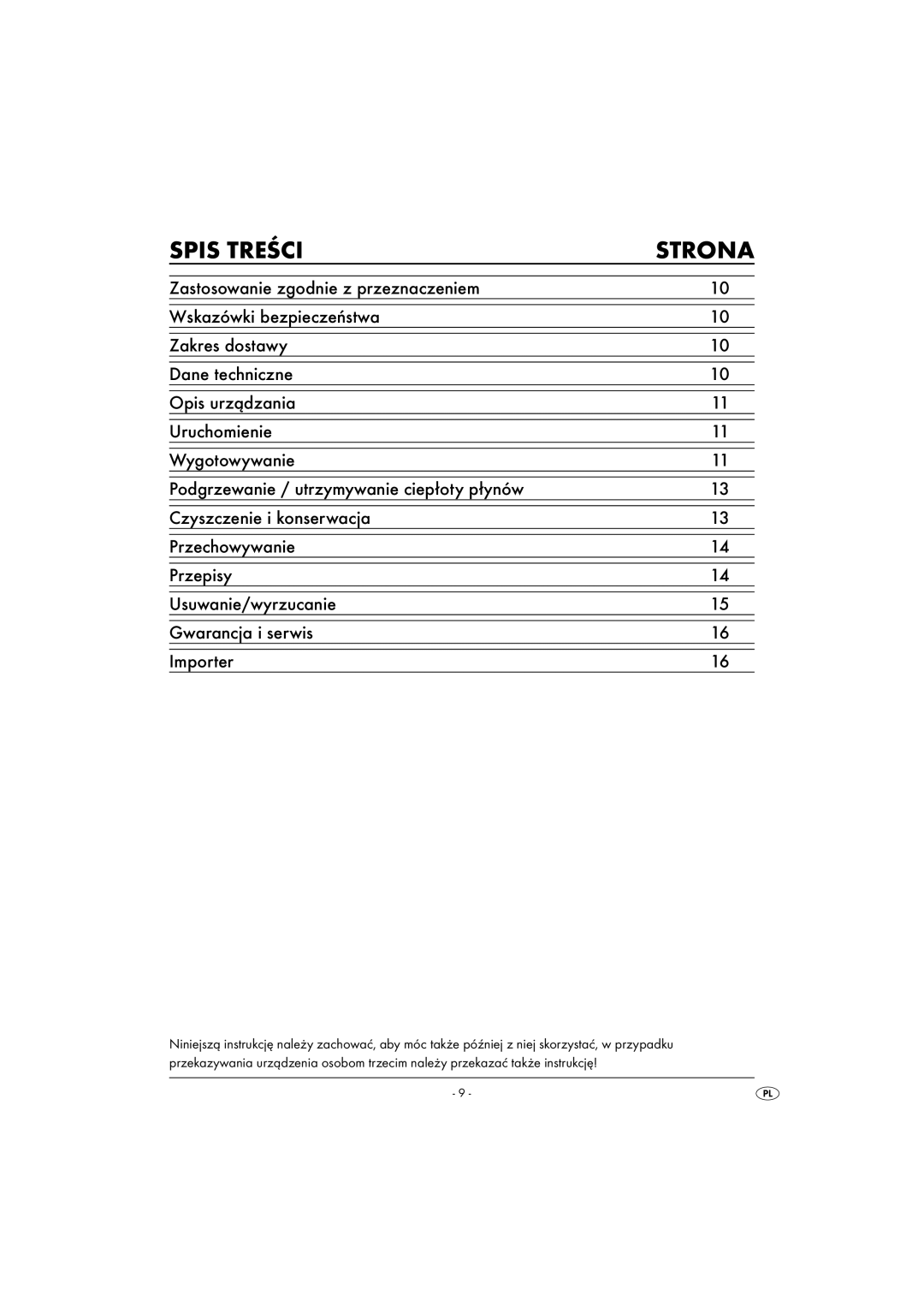 Kompernass KH 1135 operating instructions Spis Treści Strona 