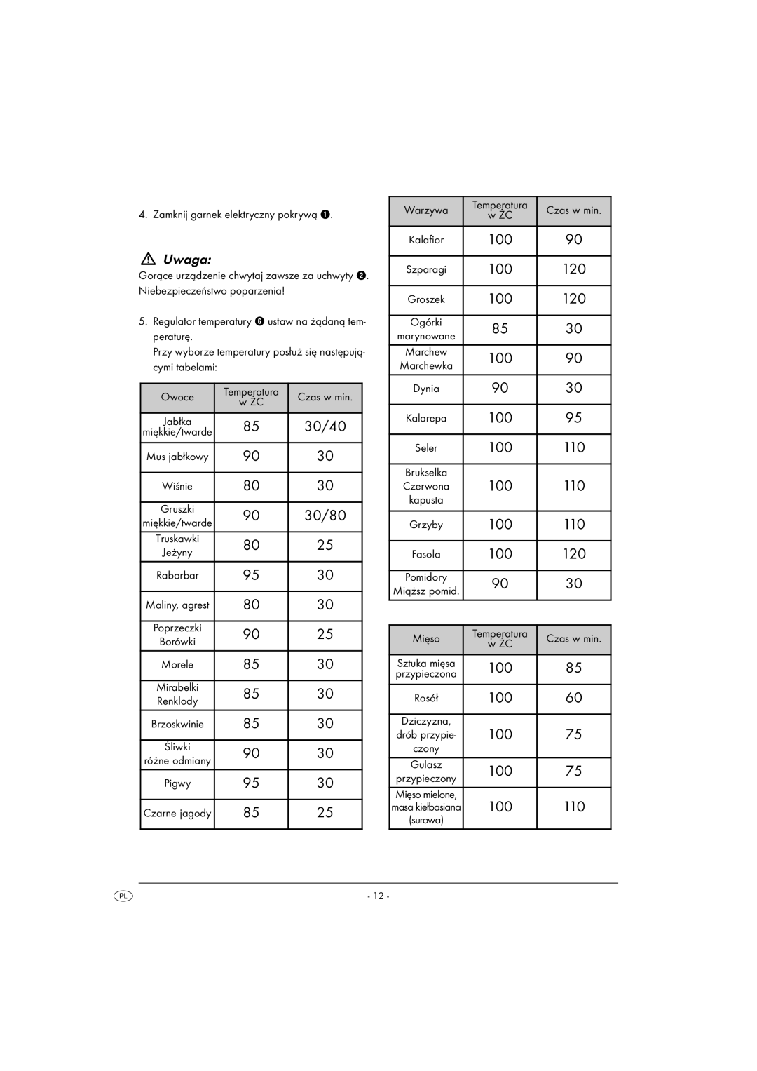 Kompernass KH 1135 operating instructions 100 120, 100 110 