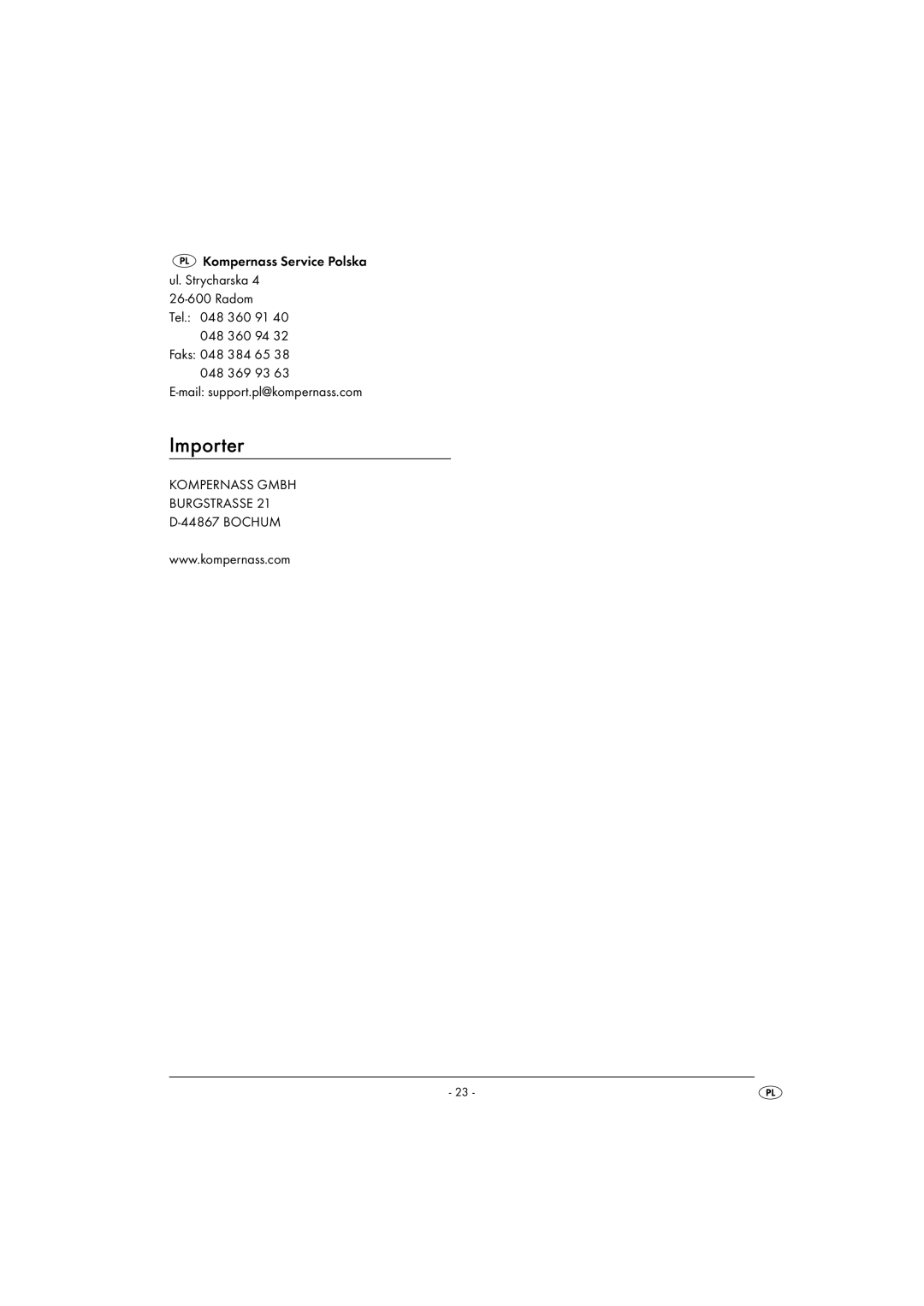 Kompernass KH 1139 manual Importer 