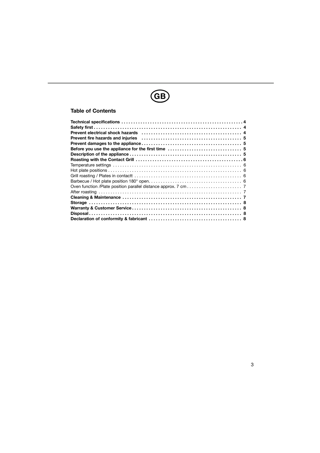 Kompernass KH 1140 manual Table of Contents 