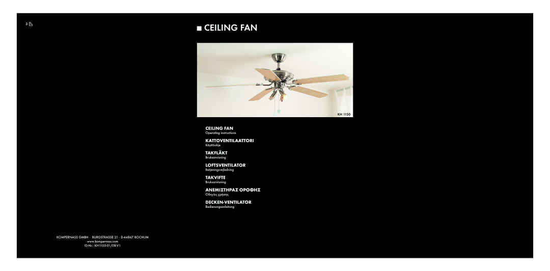 Kompernass KH 1150 manual Ceiling FAN 