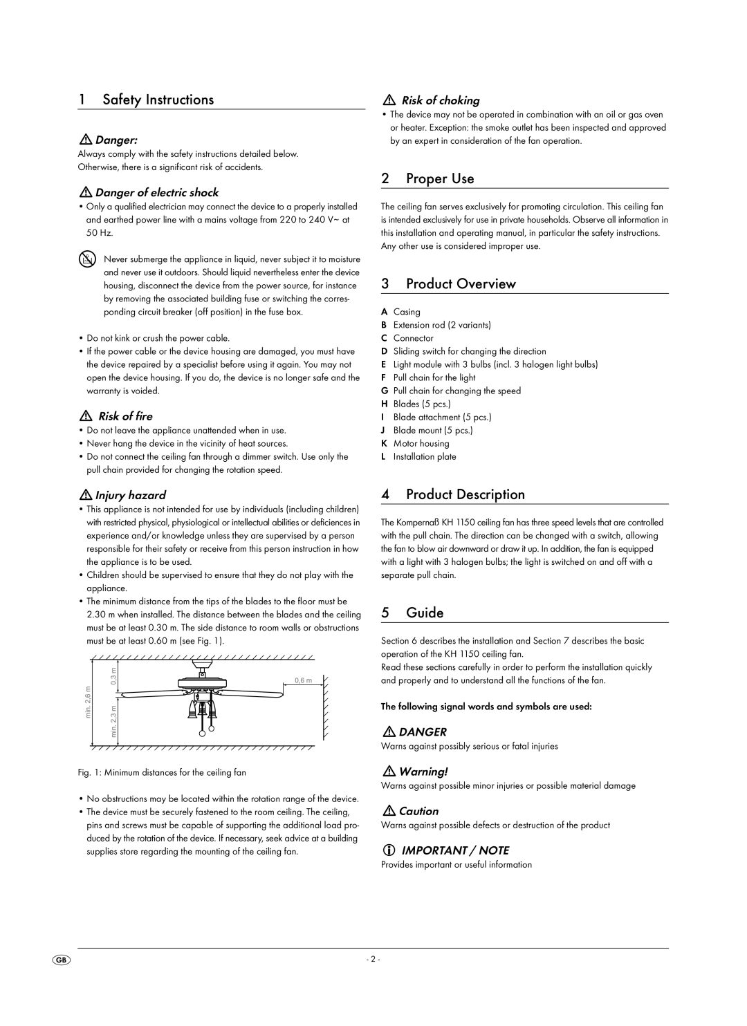 Kompernass KH 1150 manual Safety Instructions, Proper Use, Product Overview, Product Description, Guide 