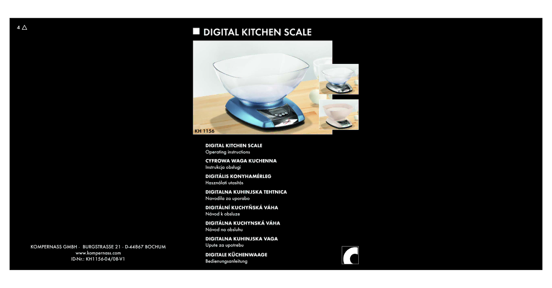 Kompernass KH 1156 operating instructions Digital Kitchen Scale 