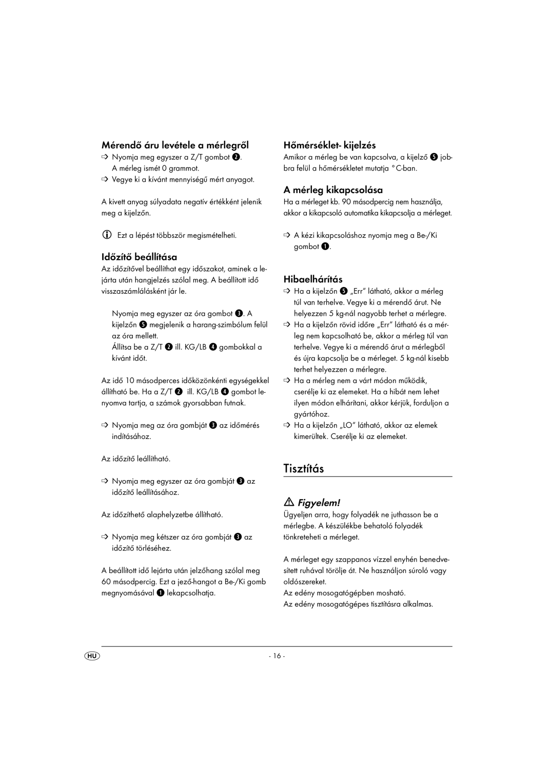 Kompernass KH 1156 operating instructions Tisztítás 